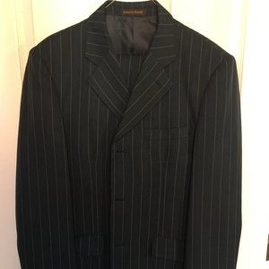 Bonelli Three-Button Blue Pinstripe Suit with Waistcoat